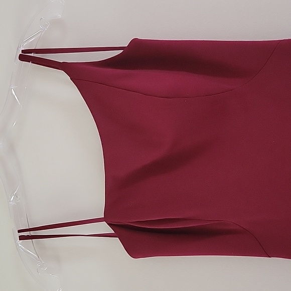 NWOT La Femme One-Shoulder Jersey Gown Dress Burgundy 28176 Size 2 - Picture 4 of 10